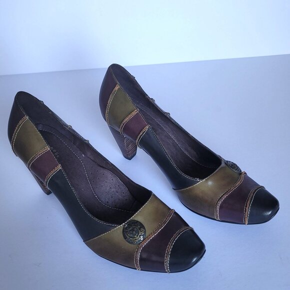 Spring Step Shoes - Spring Step Sauci Multicolor patchwork Cone-Heel Pumps. Size US 10/EU 40